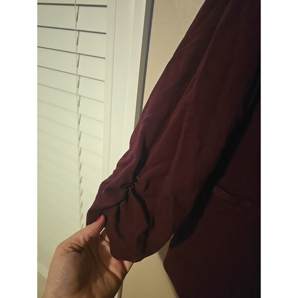 Cato Burgundy Open Front Career Casual Blazer Jacket Womans Plus Size 22/24W - Picture 3 of 5